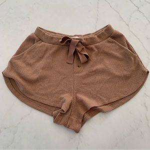 Abercrombie & Fitch Waffle Knit Shorts Loungewear Soft Cozy Tan Small